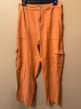 Pilcro Orange Straight-Leg Cargo Pants